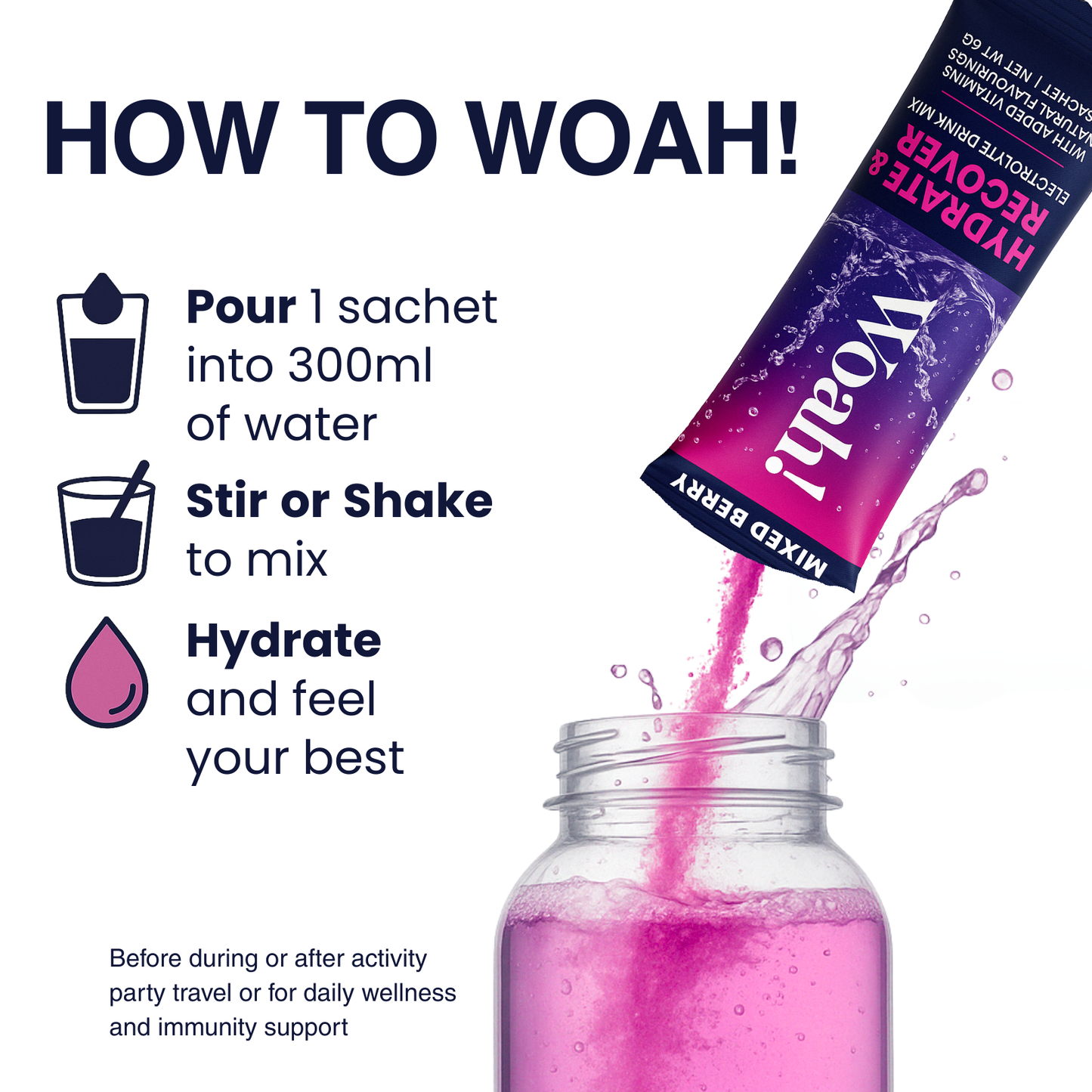 Woah! Mixed Berry Electrolyte Drink Mix - 6 Sachets