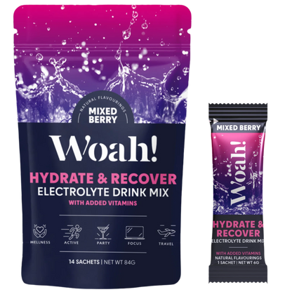 Woah! Mixed Berry Electrolyte Drink Mix -  6 Sachets