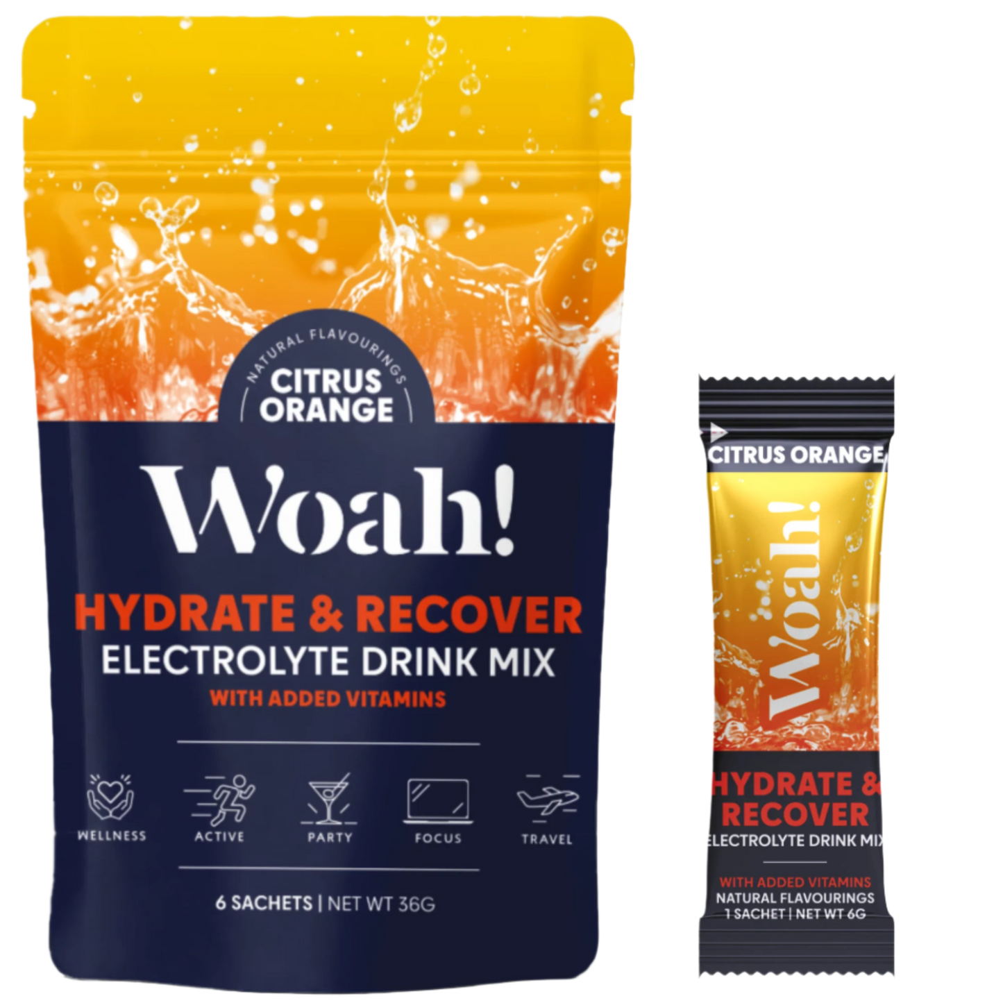 Woah! Citrus Orange Electrolyte Drink Mix - 6 Sachets